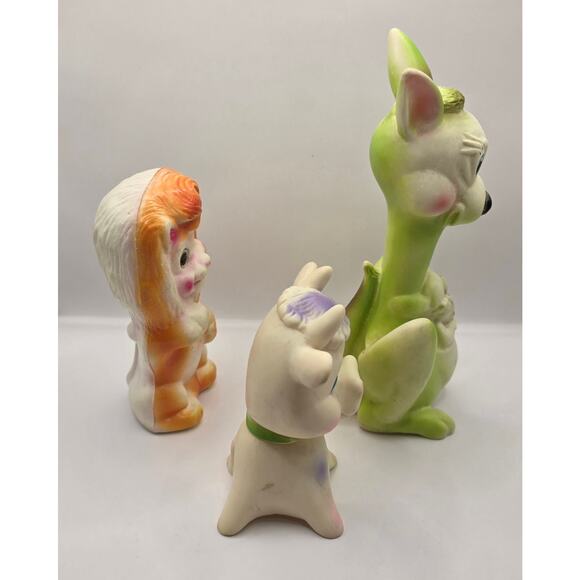Vintage Rubber Squeak Toy Lot – Lion, Cow & Kangaroo with Joey - Picture 2 of 8